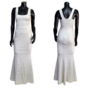 Dress the Population S Raven White Sequin Long Formal Mermaid Cocktail Gown